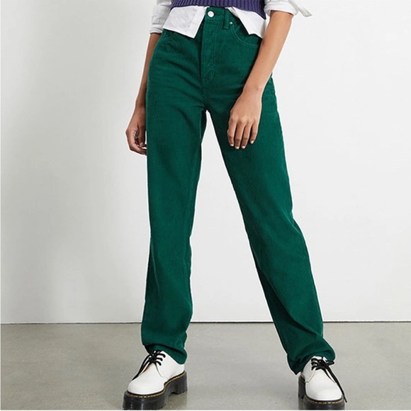 PacSun Pants - PacSun Dad Jeans Green Corduroy Size 28 Christmas Green Classic